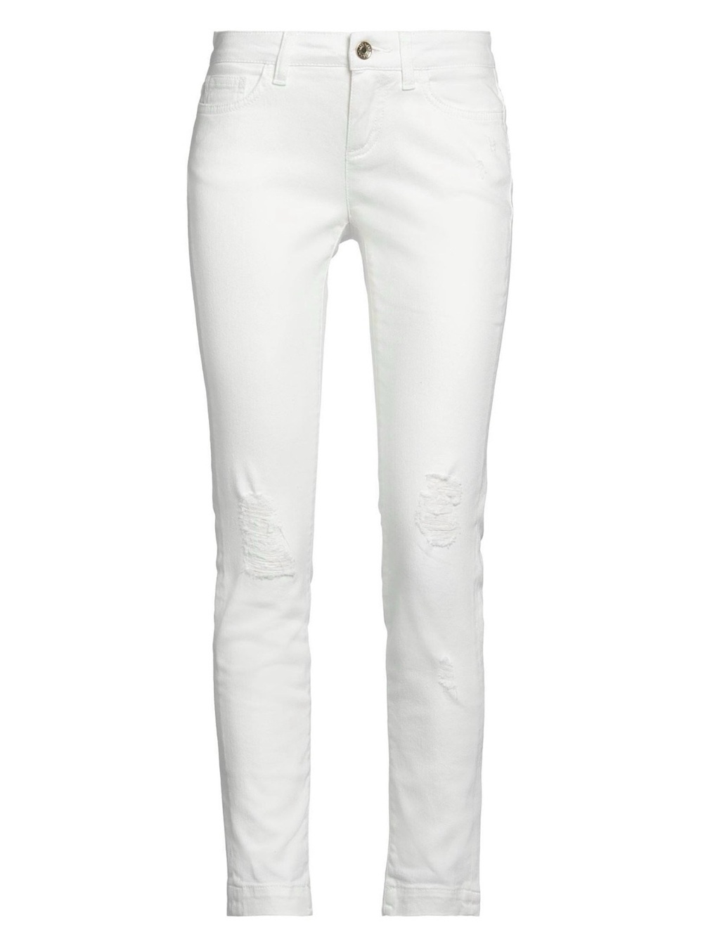 Dolce & Gabbana White Skinny Jeans with Distressed Knees